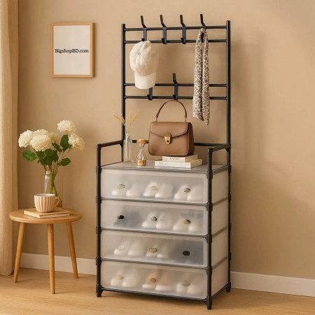 Multi-Functional 5-Layer Shoe and Coat Rack  Dustproof Organizer