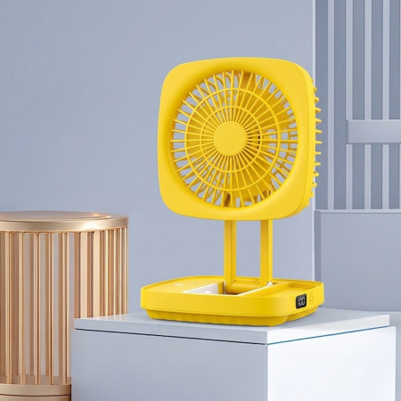 Reacharble Folding Desk Fan with LED Light ZK F666 (Yellow)